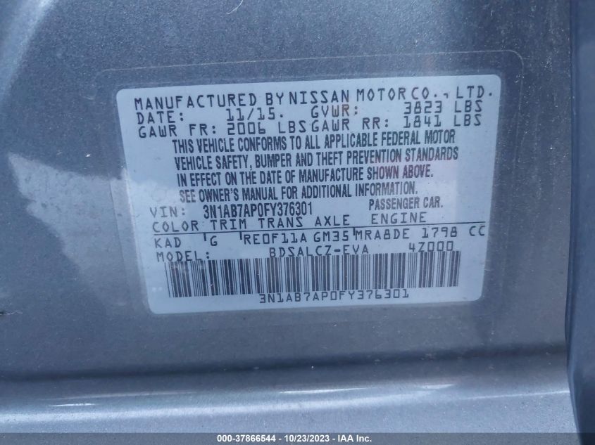 2015 NISSAN SENTRA S - 3N1AB7AP0FY376301
