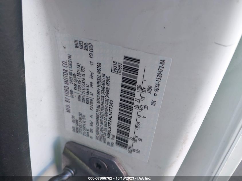 2020 FORD TRANSIT CONNECT XL CARGO VAN - NM0LS7E24L1477343