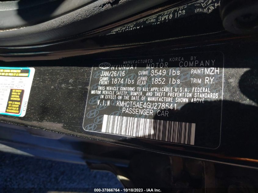 2016 HYUNDAI ACCENT SE - KMHCT5AE4GU278541