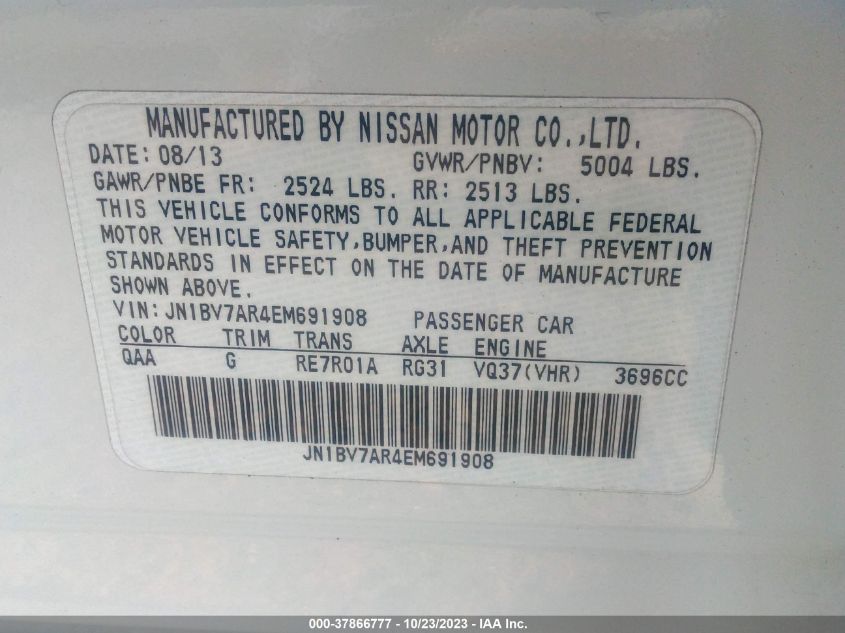 2014 INFINITI Q50 - JN1BV7AR4EM691908