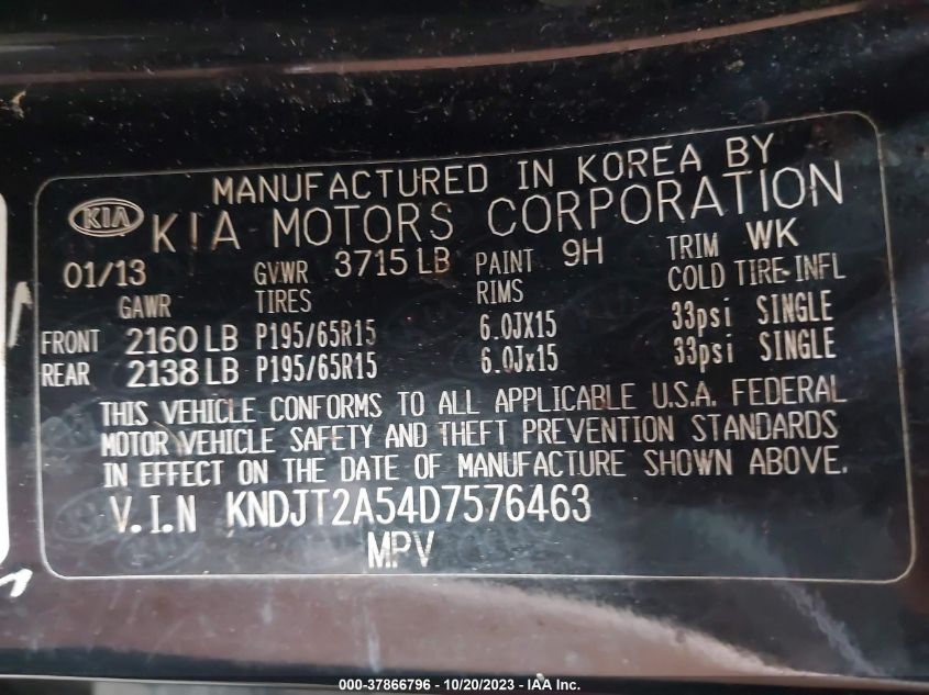 2013 KIA SOUL - KNDJT2A54D7576463