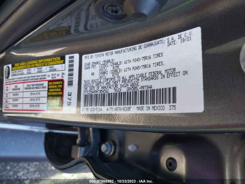 2022 TOYOTA TACOMA SR5 V6 - 3TYCZ5AN9NT054562