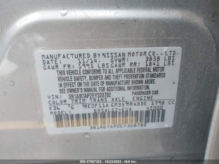 2014 NISSAN SENTRA SL - 3N1AB7AP2EY328782