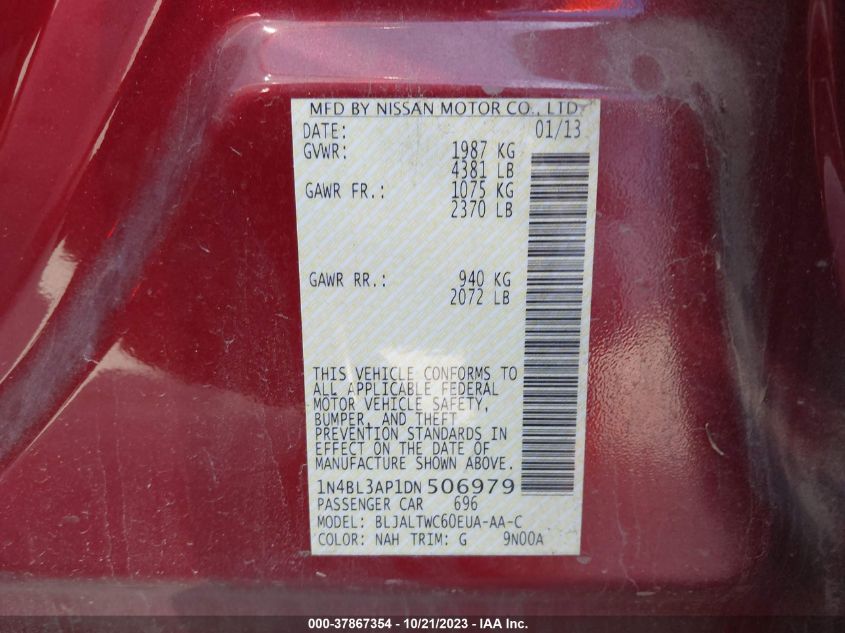 2013 NISSAN ALTIMA 3.5 SV - 1N4BL3AP1DN506979