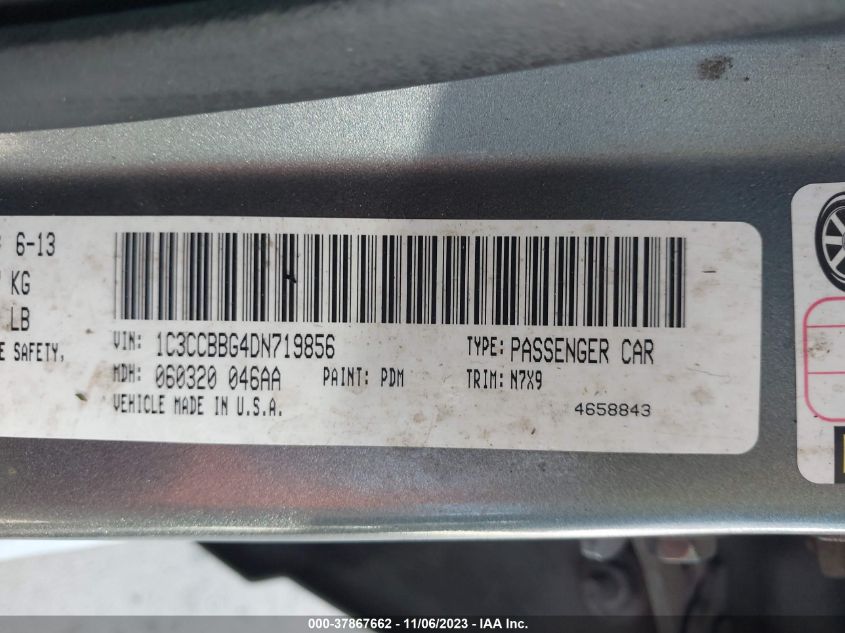 2013 CHRYSLER 200 TOURING - 1C3CCBBG4DN719856