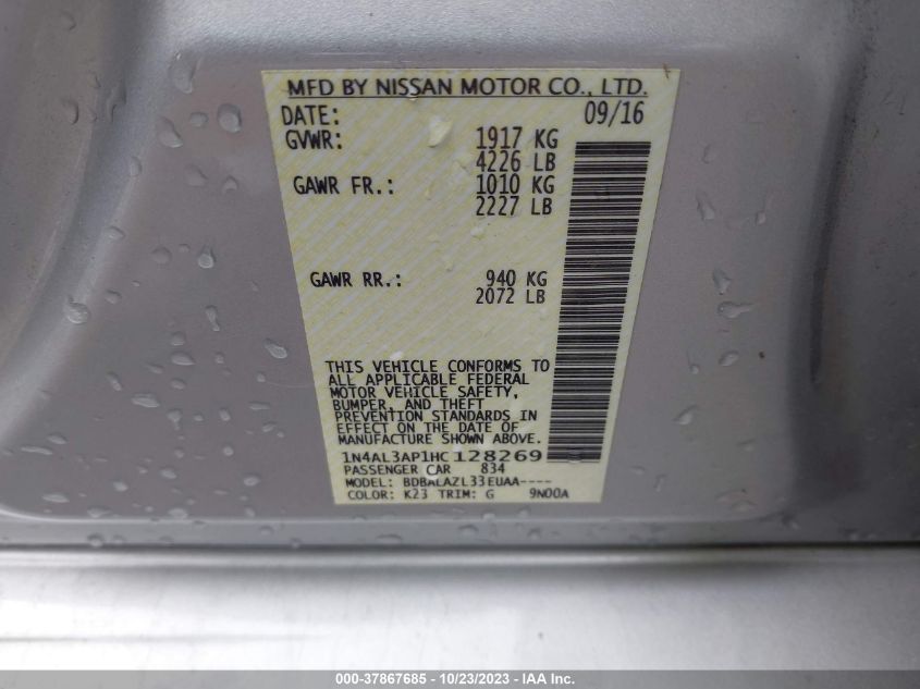 2017 NISSAN ALTIMA 2.5 - 1N4AL3AP1HC128269