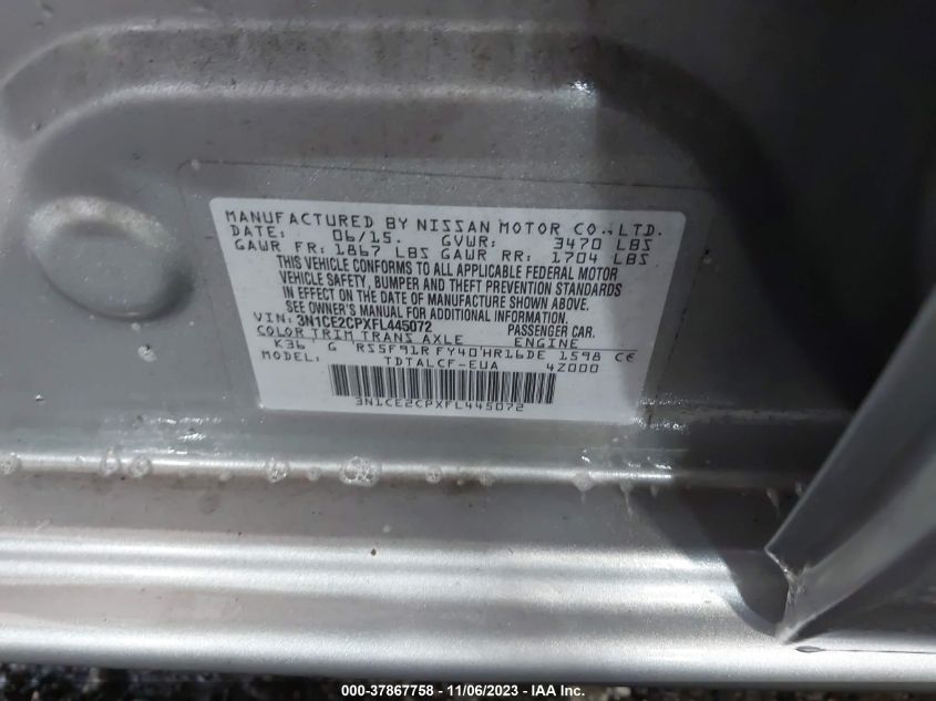 2015 NISSAN VERSA NOTE S - 3N1CE2CPXFL445072