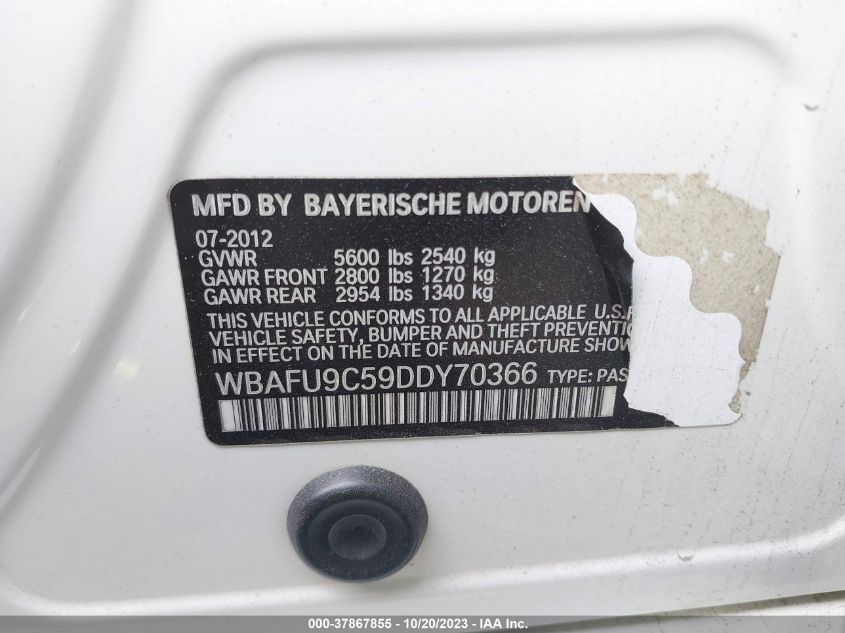 2013 BMW 5 SERIES 550I XDRIVE WBAFU9C59DDY70366