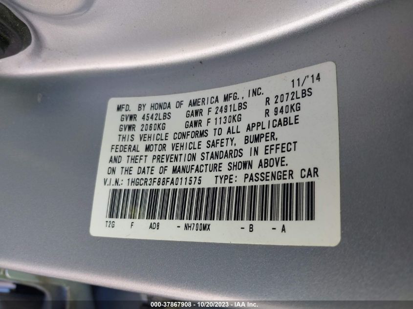 2015 HONDA ACCORD EX-L V-6 - 1HGCR3F88FA011575