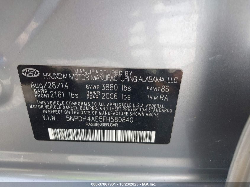2015 HYUNDAI ELANTRA SE - 5NPDH4AE5FH580840