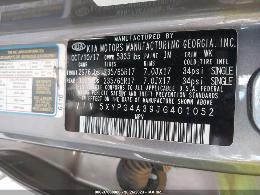 2018 KIA SORENTO LX - 5XYPG4A39JG401052