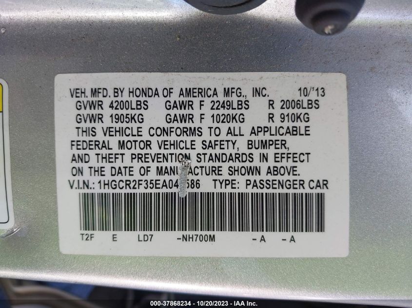 2014 HONDA ACCORD LX - 1HGCR2F35EA046586