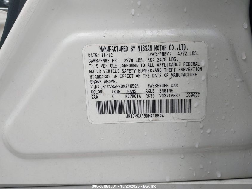 2013 INFINITI G37 JOURNEY JN1CV6AP8DM718524