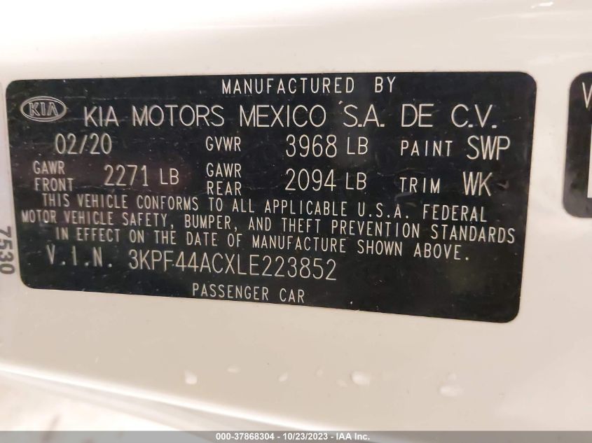 2020 KIA FORTE GT - 3KPF44ACXLE223852