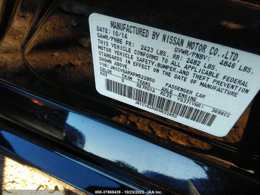 2015 INFINITI Q40 JN1CV6ARXFM522850