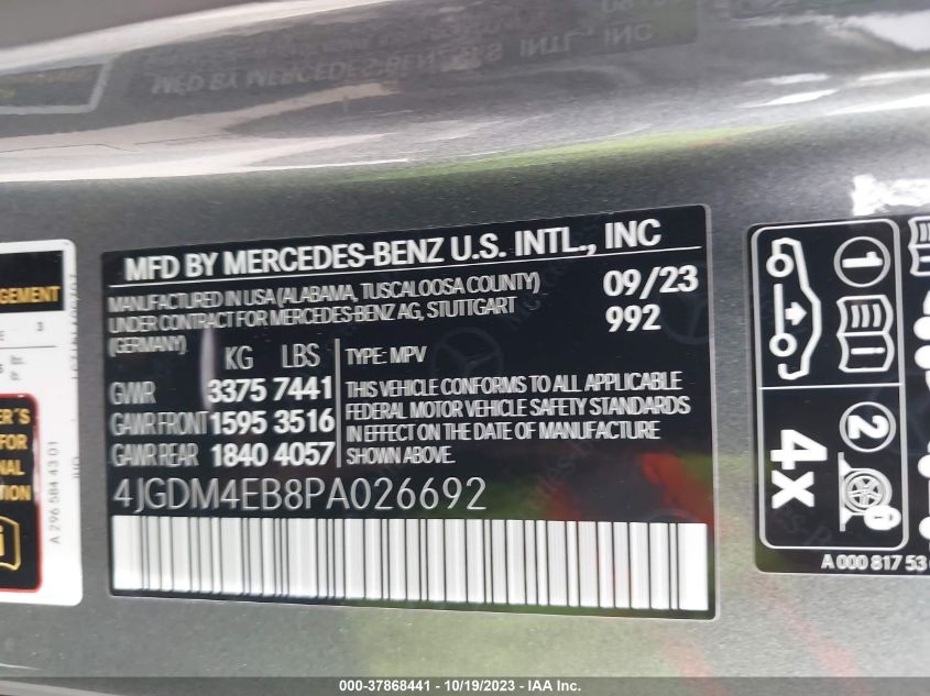 2023 MERCEDES-BENZ EQS 580 SUV - 4JGDM4EB8PA026692
