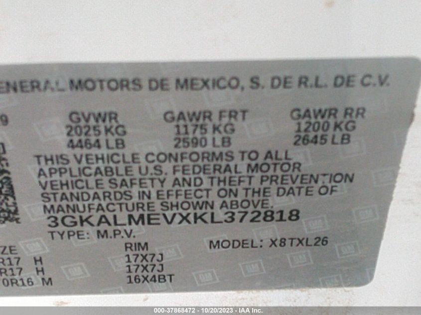 2019 GMC TERRAIN SLE - 3GKALMEVXKL372818