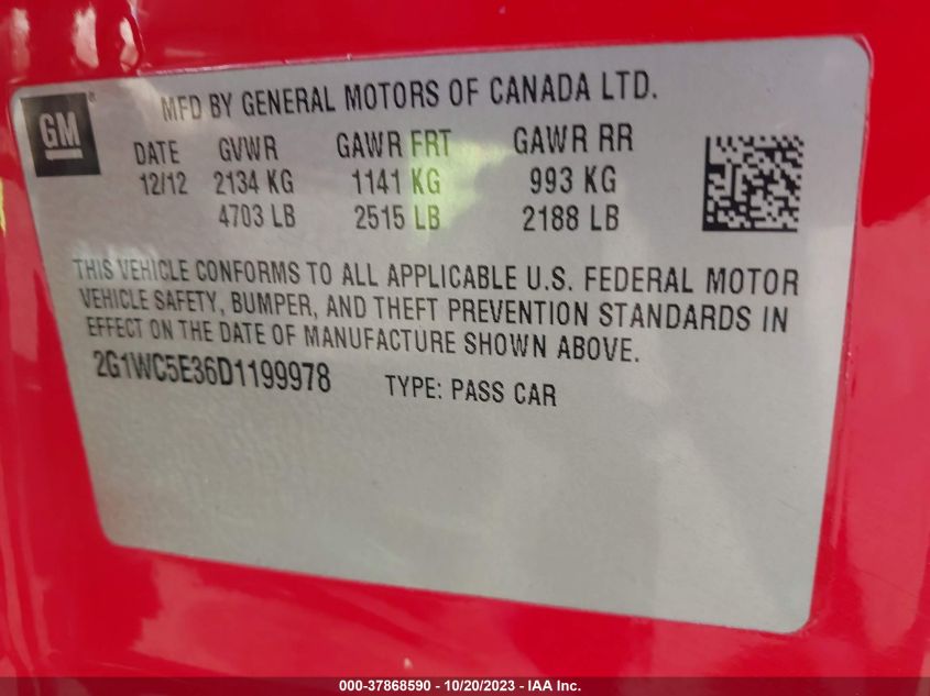 2013 CHEVROLET IMPALA LTZ - 2G1WC5E36D1199978