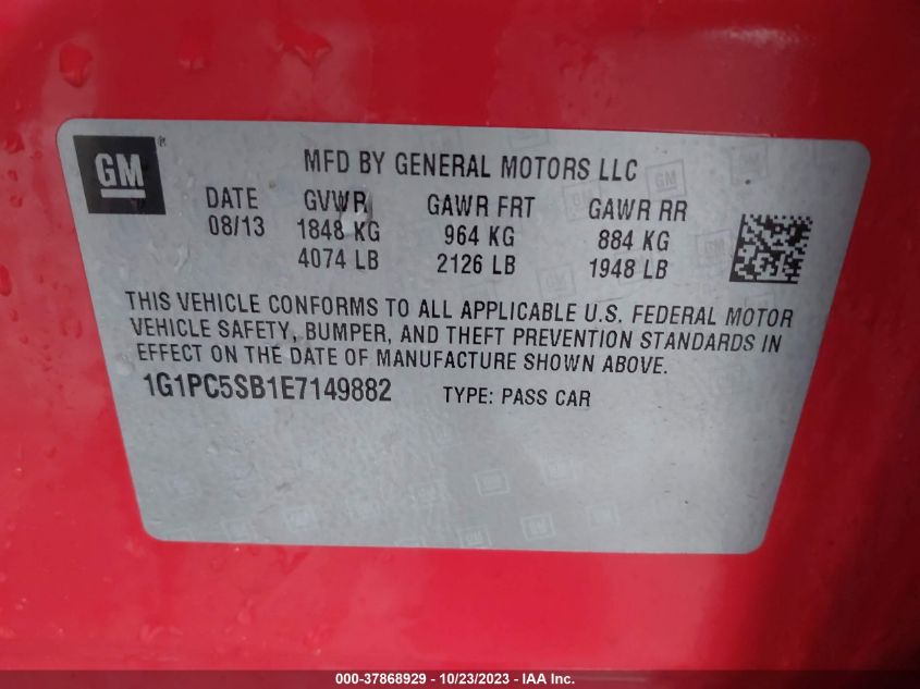 2014 CHEVROLET CRUZE 1LT - 1G1PC5SB1E7149882