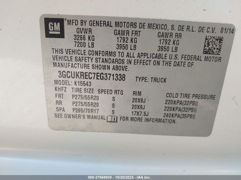 2014 CHEVROLET SILVERADO 1500 LT - 3GCUKREC7EG371338