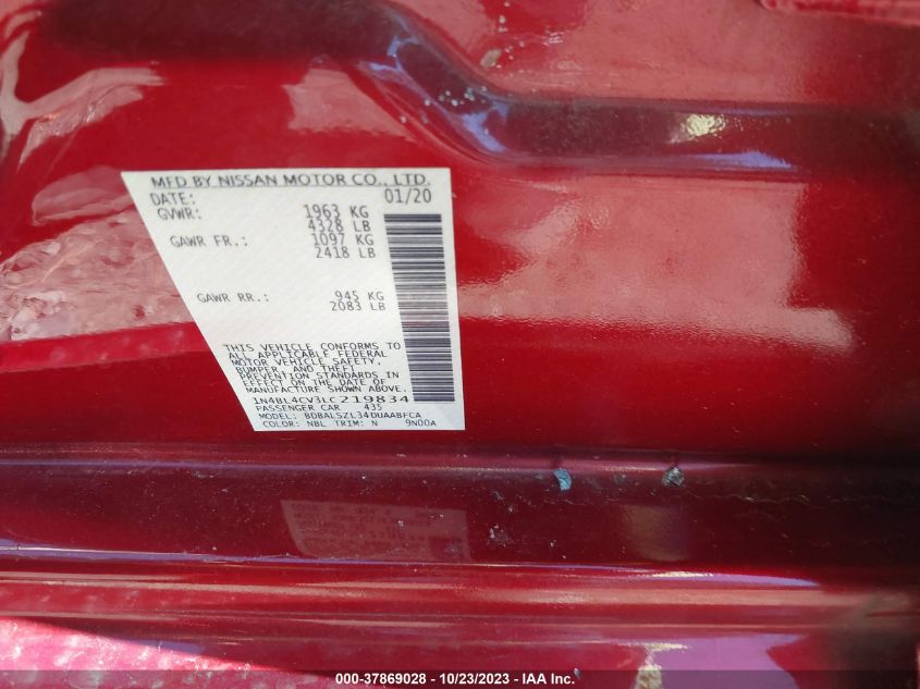 2020 NISSAN ALTIMA SR - 1N4BL4CV3LC219834