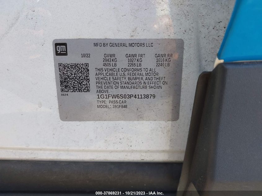 2023 CHEVROLET BOLT EV 1LT - 1G1FW6S03P4113879