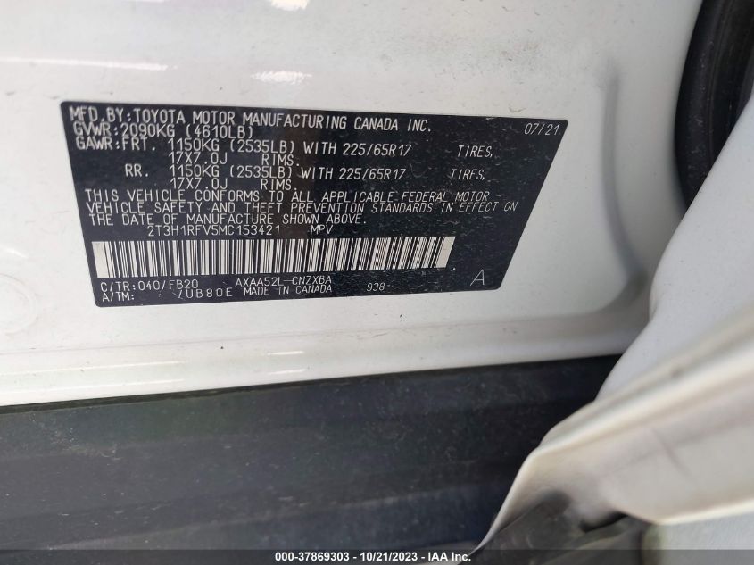 2021 TOYOTA RAV4 LE - 2T3H1RFV5MC153421