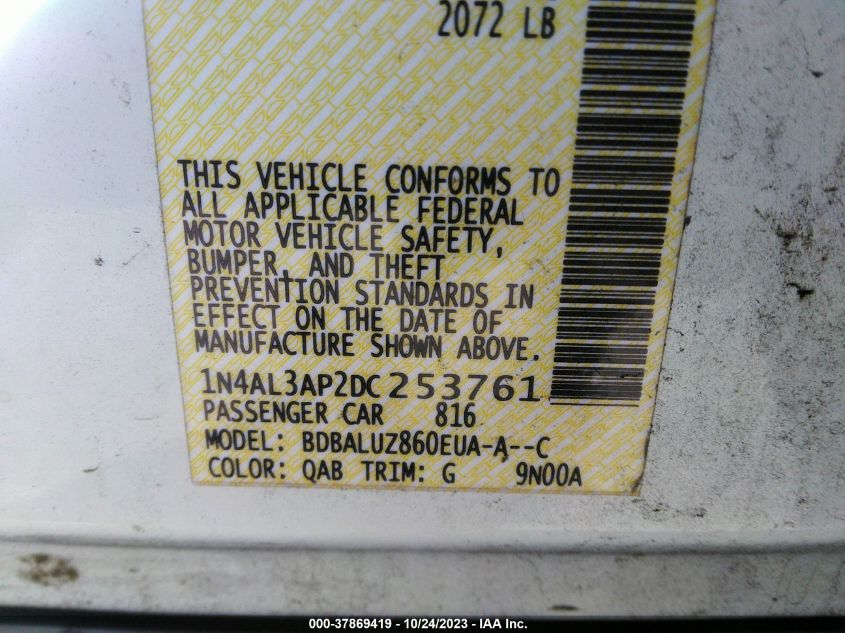 2013 NISSAN ALTIMA 2.5/S/SV/SL - 1N4AL3AP2DC253761