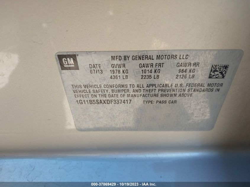 2013 CHEVROLET MALIBU LS - 1G11B5SAXDF337417