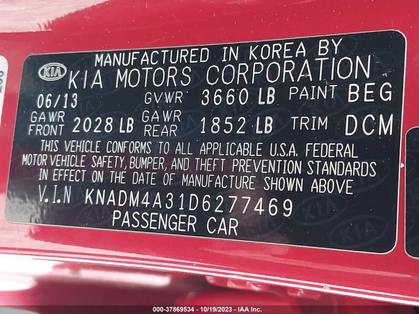 2013 KIA RIO LX - KNADM4A31D6277469