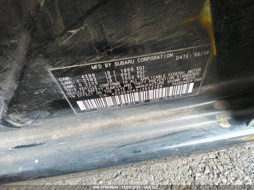 VIN 4S3GKAD60J3624166 2018 SUBARU IMPREZA PREMIUM