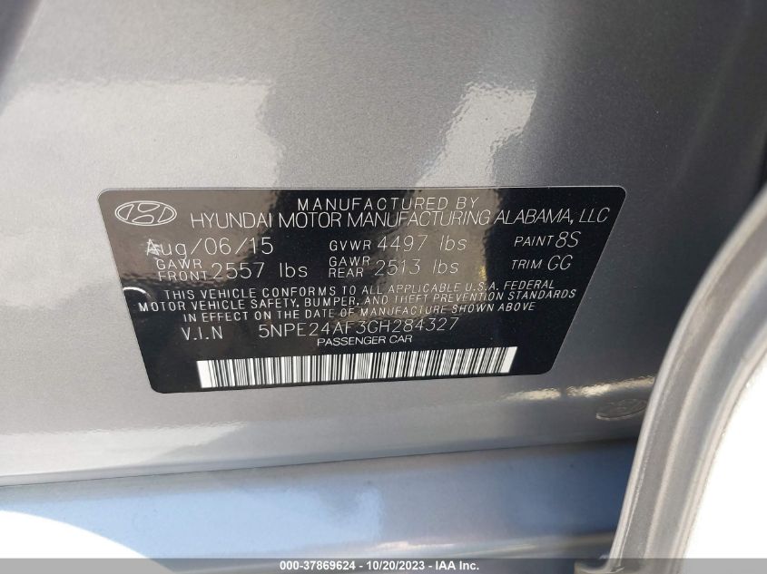 2016 HYUNDAI SONATA 2.4L SE - 5NPE24AF3GH284327