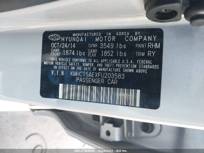 2015 HYUNDAI ACCENT GS - KMHCT5AEXFU203583