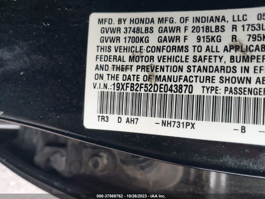 2013 HONDA CIVIC LX - 19XFB2F52DE043870