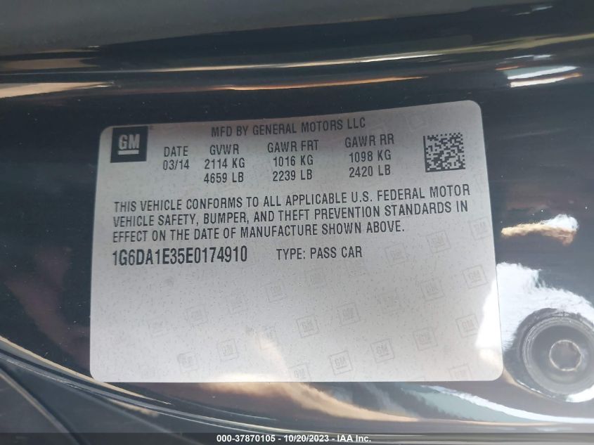 2014 CADILLAC CTS COUPE 1G6DA1E35E0174910