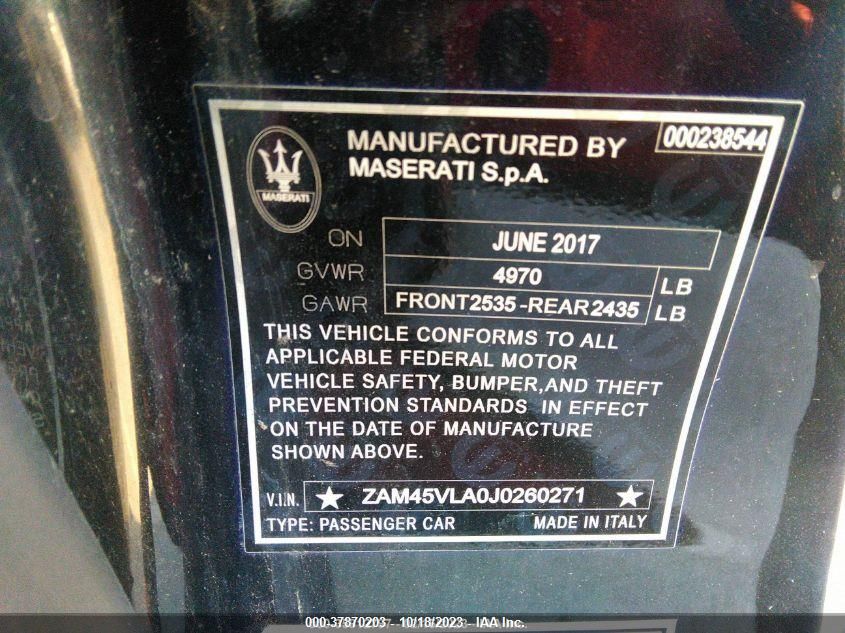 2018 MASERATI GRANTURISMO SPORT/MC ZAM45VLA0J0260271