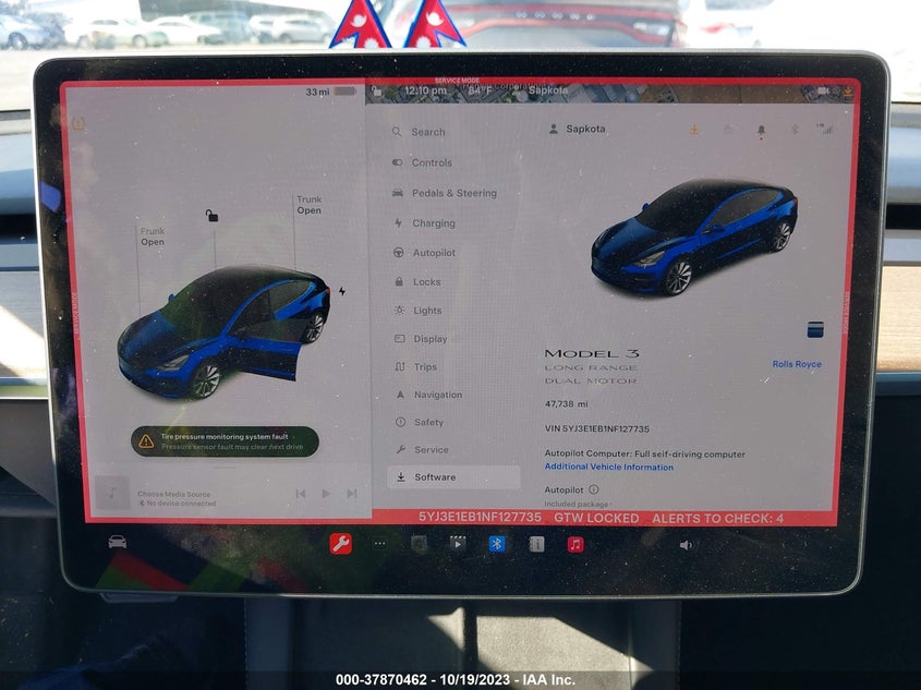 VIN 5YJ3E1EB1NF127735 2022 TESLA MODEL 3 LONG RANGE