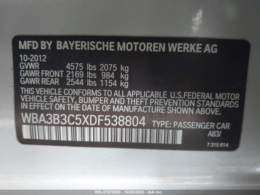 BMW 3 серія 2012 -auction- 8