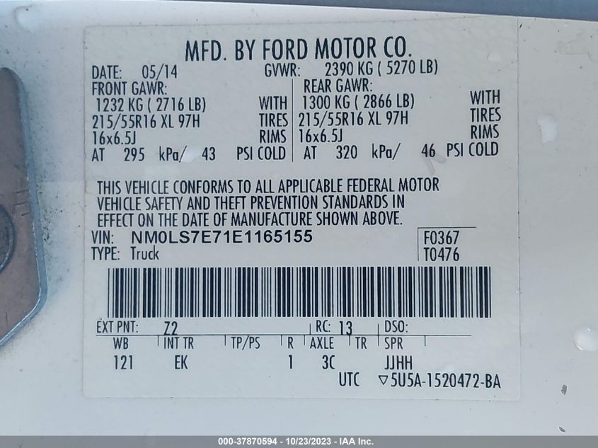 2014 FORD TRANSIT CONNECT XL - NM0LS7E71E1165155