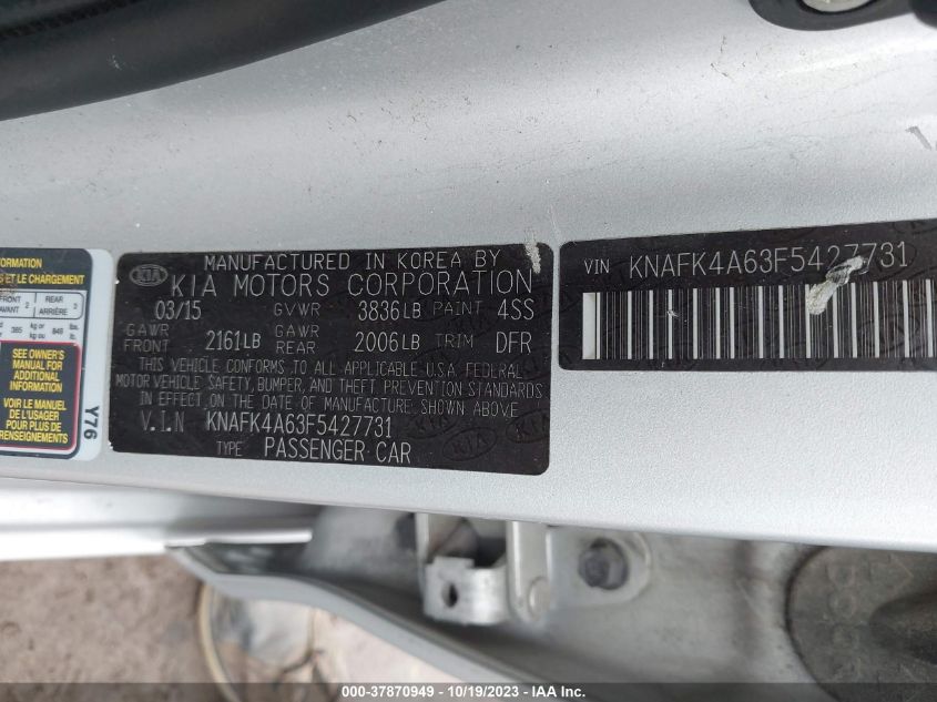 2015 KIA FORTE LX - KNAFK4A63F5427731