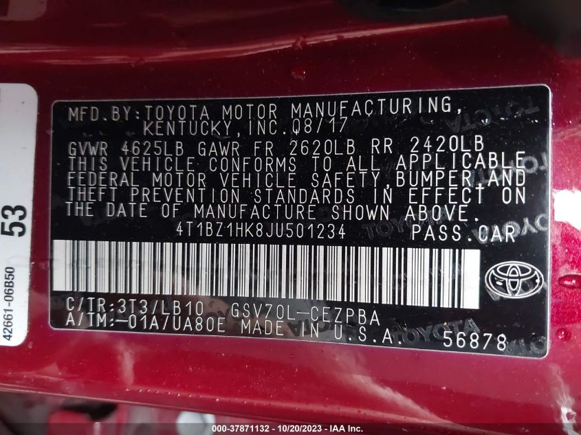 2018 TOYOTA CAMRY XSE/XLE - 4T1BZ1HK8JU501234
