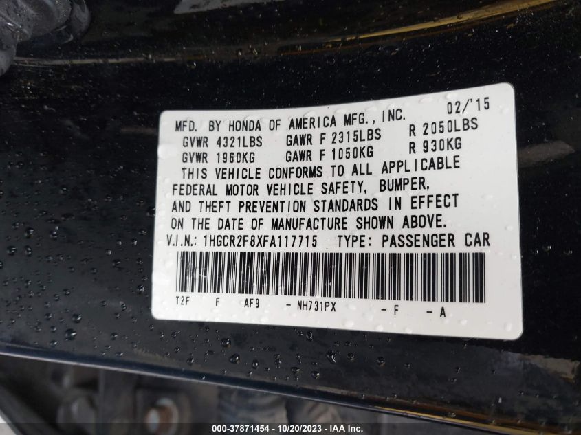 2015 HONDA ACCORD EX-L - 1HGCR2F8XFA117715