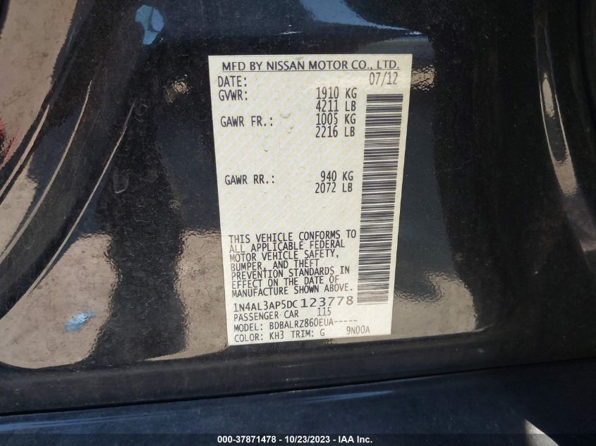 2013 NISSAN ALTIMA 2.5 S - 1N4AL3AP5DC123778