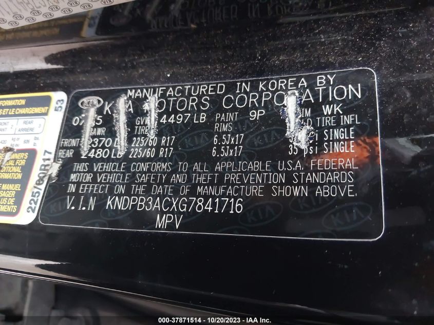 2016 KIA SPORTAGE LX - KNDPB3ACXG7841716