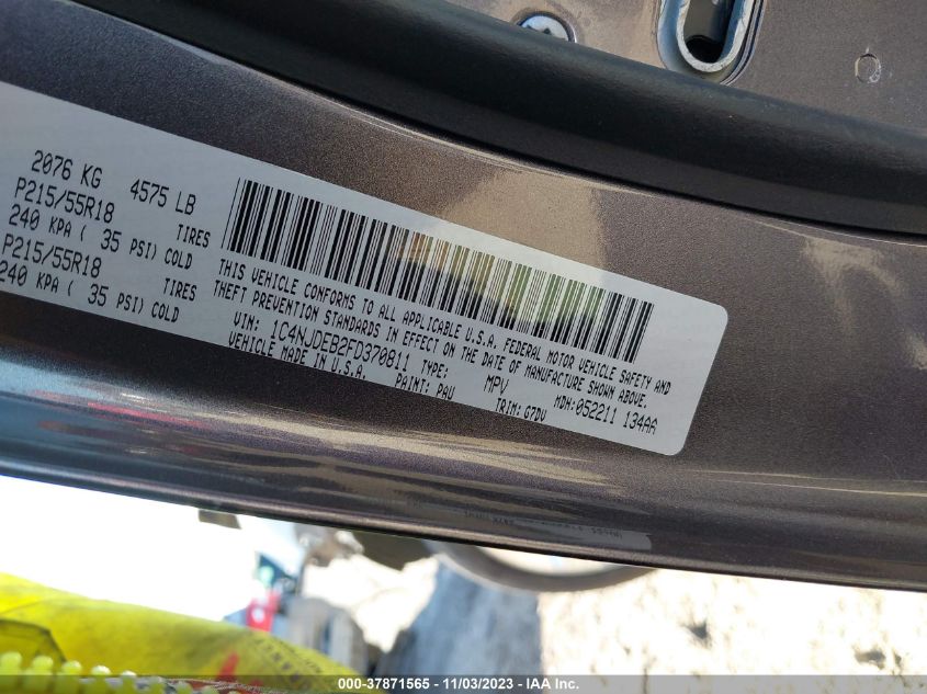 2015 JEEP COMPASS LATITUDE - 1C4NJDEB2FD370811