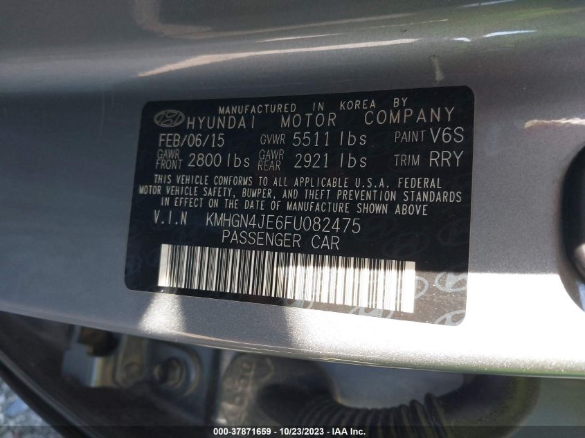 2015 HYUNDAI GENESIS 3.8L - KMHGN4JE6FU082475