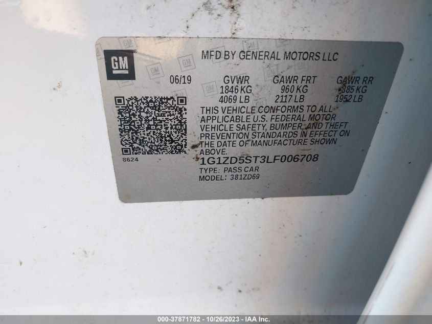 VIN 1G1ZD5ST3LF006708 2020 CHEVROLET MALIBU LT
