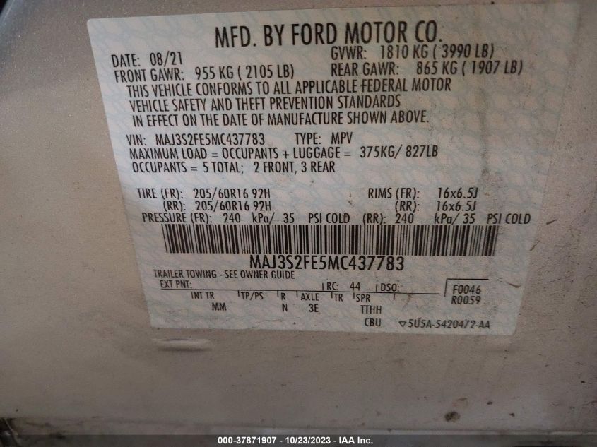 2021 FORD ECOSPORT S - MAJ3S2FE5MC437783