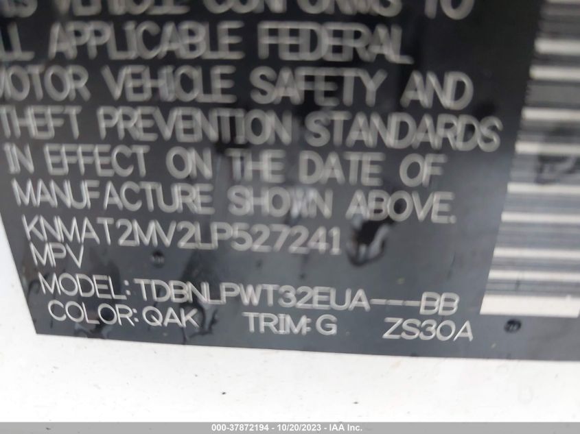 2020 NISSAN ROGUE S - KNMAT2MV2LP527241