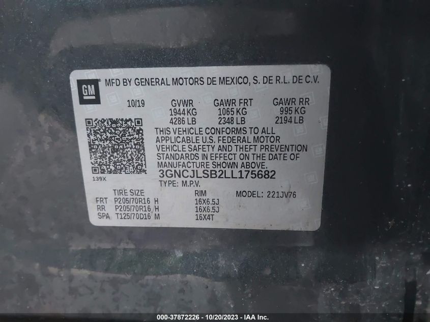 2020 CHEVROLET TRAX 1LT - 3GNCJLSB2LL175682